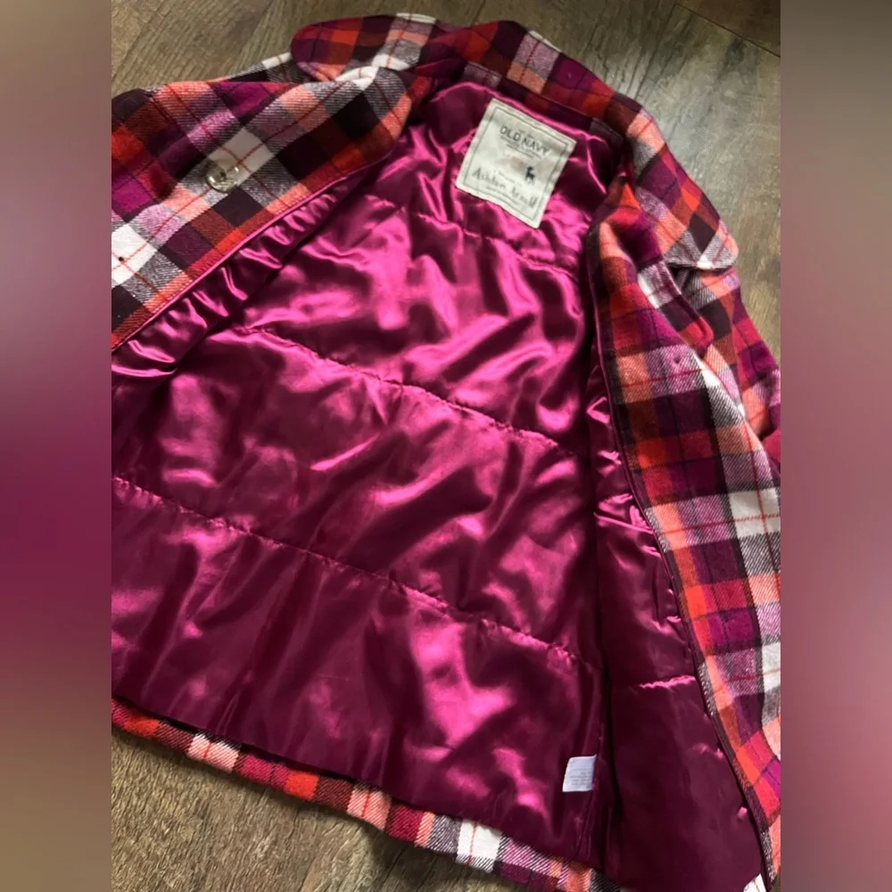 Old Navy plaid peacoat jacket girls size large‎
